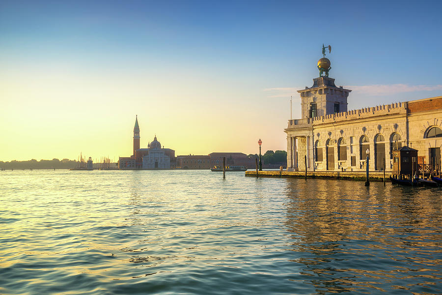 Venice lagoon, San Giorgio church and Punta della Dogana at sunr Photograph by Stefano Orazzini