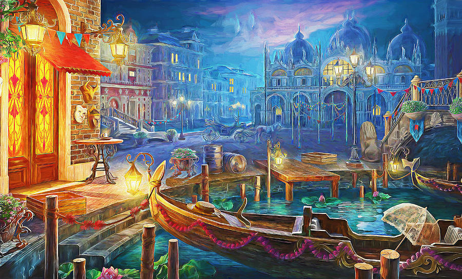 Venice - place for romance Painting by Nenad Vasic