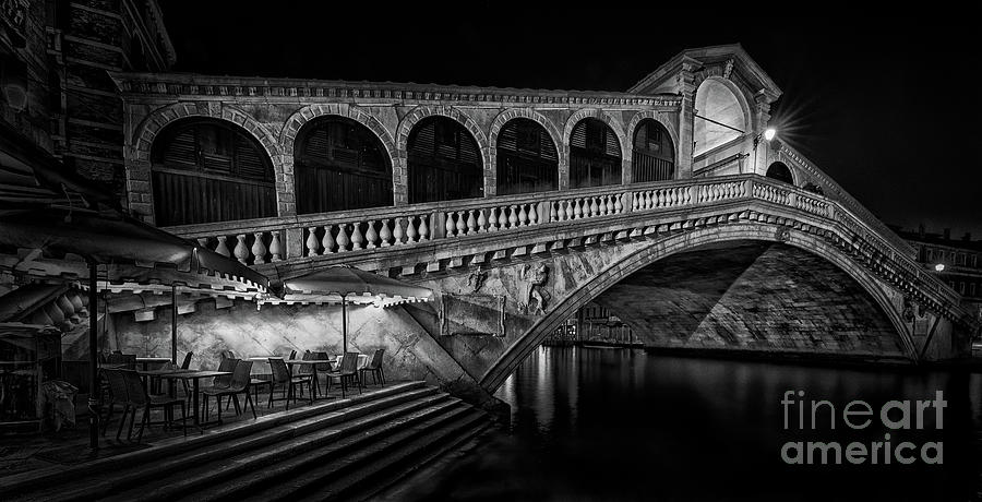 Venice Rialto bridge  bnw Photograph by The P