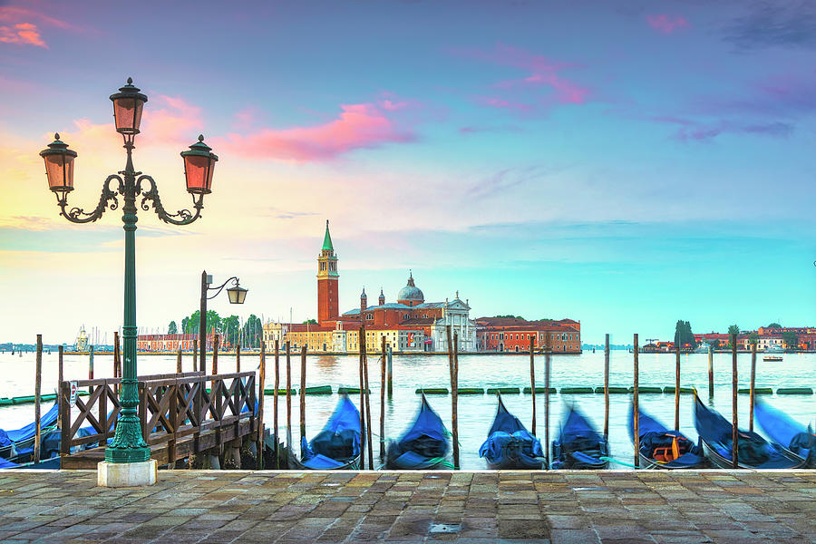 Venice, San Giorgio and Gondolas Photograph by Stefano Orazzini