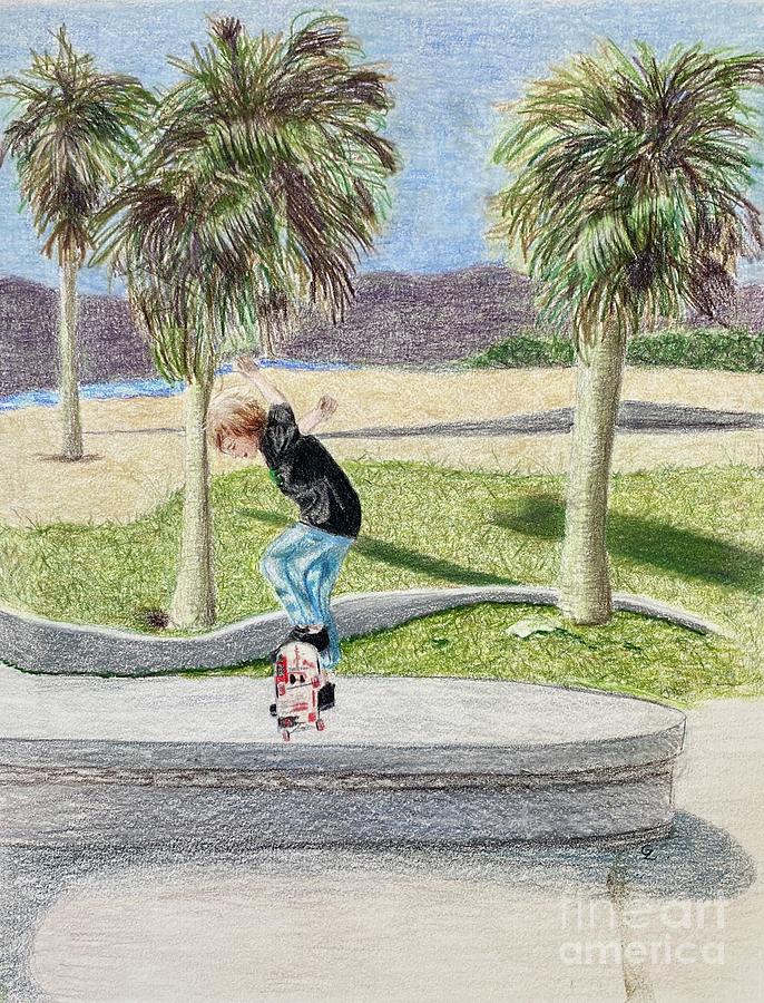 Venice Skateboarder Drawing by Glenda Zuckerman