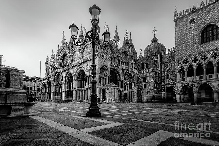 Venice St Marks Basilica bnw Photograph by The P