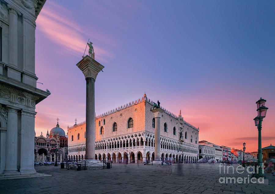 Venice sunset at Palazzo Ducale  Photograph by The P