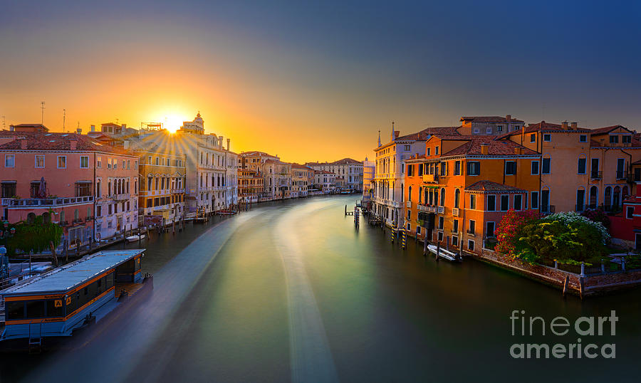 Venice Sunset on the Grand Canal Photograph by The P
