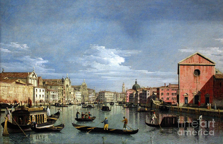 Venice -The Grand Canal facing Santa Croce Painting by Doc Braham