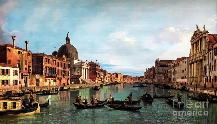 Venice The Grand Canal with Saint Simeone Piccola by Canaletto 1 Painting by Canaletto