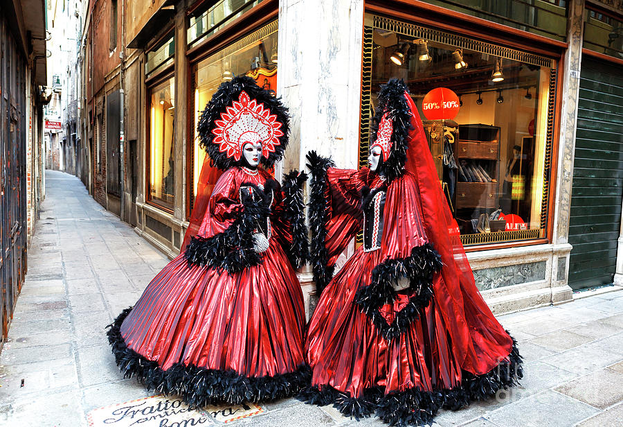 Venice Two Carnival Models in Italy 2009 Photograph by John Rizzuto