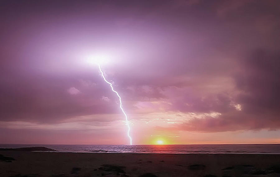 Ventura, California Beach Lightning Sunset Photograph by John A Rodriguez