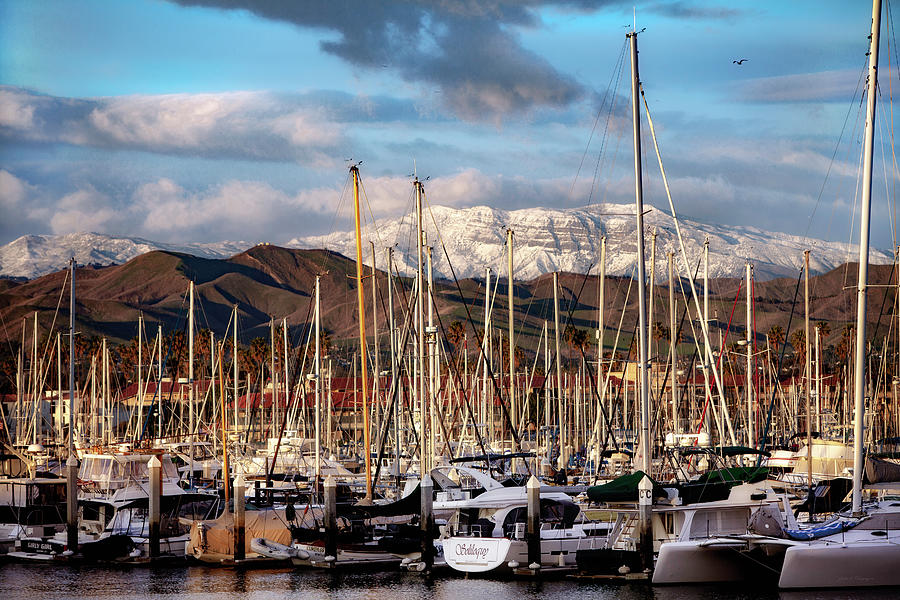 Ventura California Marina with Snow Covered Topa Topa Mountains Photograph by John A Rodriguez