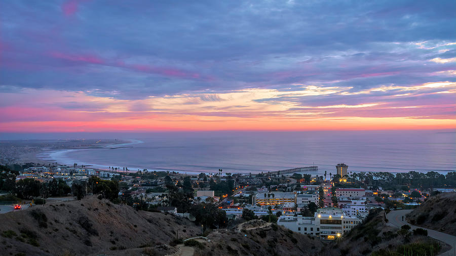 Ventura City Lights and Sunset Photograph by Lindsay Thomson