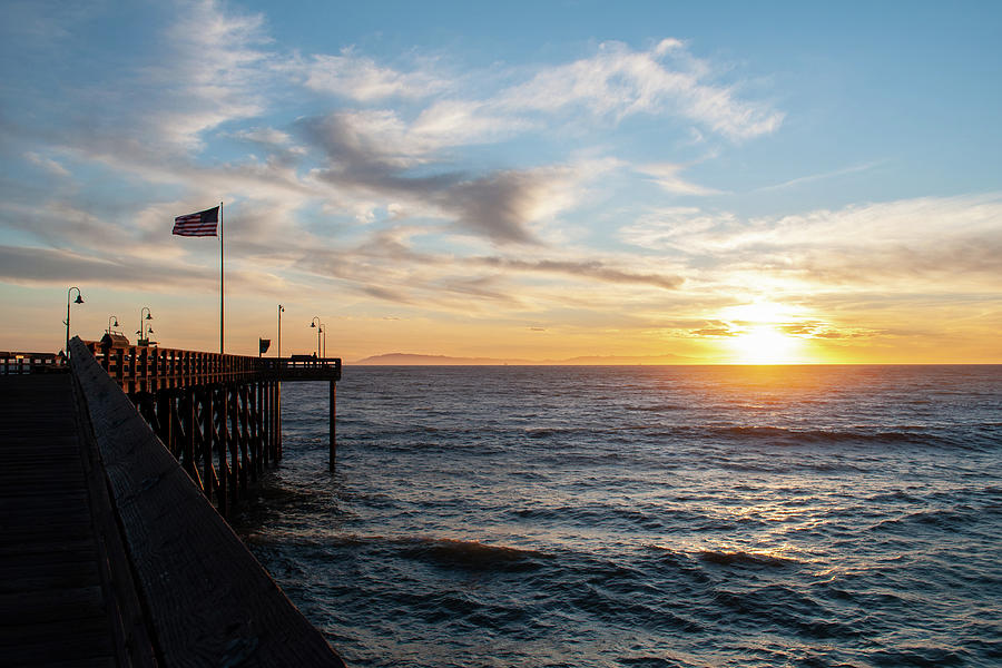 Ventura Pier Sunset Portrait Photograph by Kyle Hanson