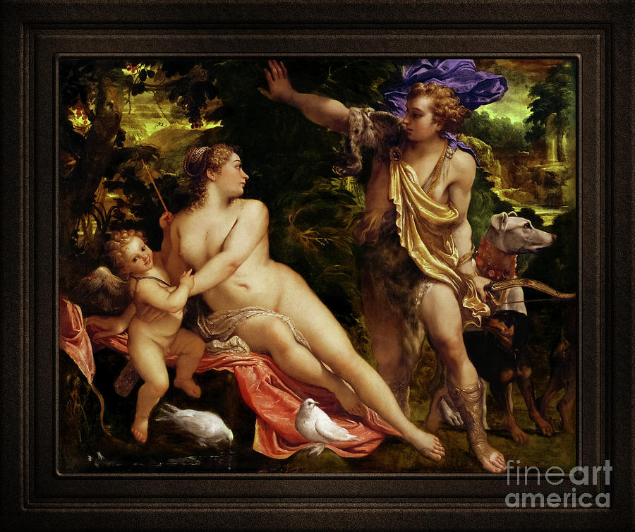 Venus, Adonis and Cupid by Annibale Carracci Old Masters Fine Art Reproduction Painting by Rolando Burbon