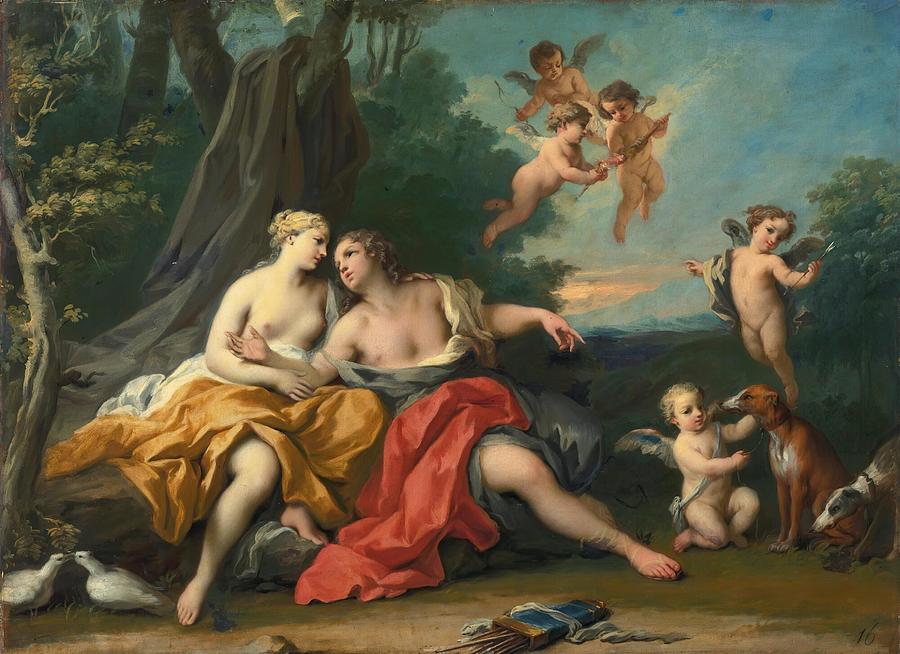 Jacopo Amigoni Drawing - Venus And Adonis art by Jacopo Amigoni Italian