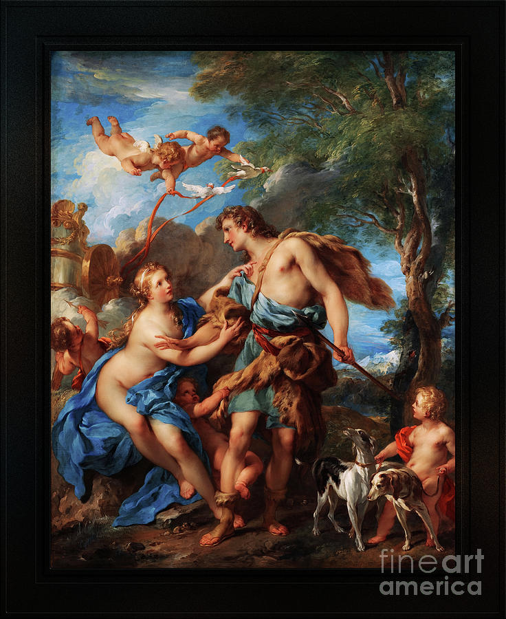 Venus and Adonis by Francois Lemoyne Remastered Xzendor7 Classical Fine Art Reproductions Painting by Rolando Burbon