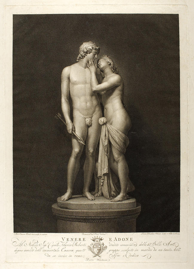 Venus and Adonis  Drawing by Pietro Fontana