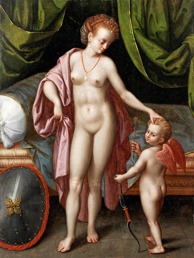Venus and Amor Painting by Alexander Wiskemann