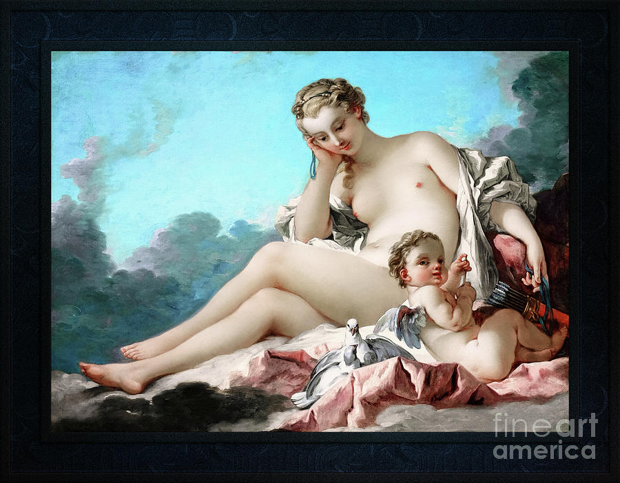 Venus and Cupid by Francois Boucher Remastered Xzendor7 Fine Art Classical Reproductions Painting by Rolando Burbon