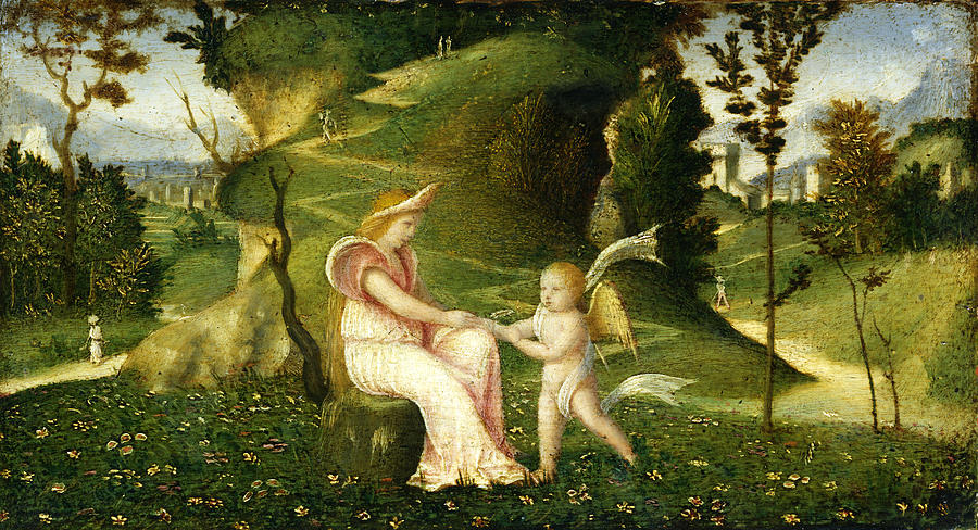 Venus and Cupid in a Landscape Painting by Anonymous