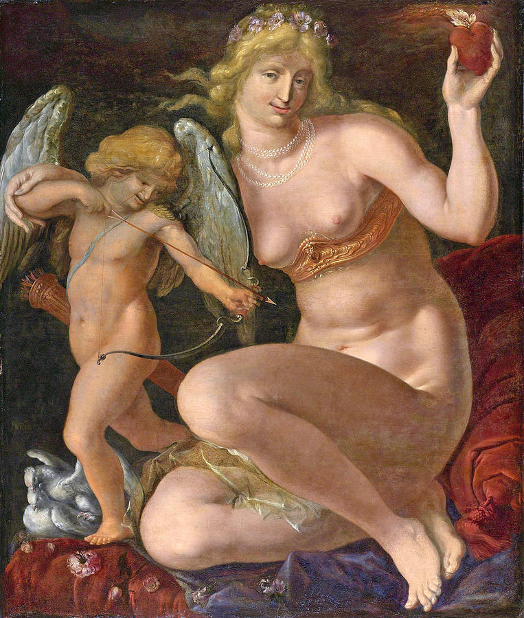 Venus and Cupid  Painting by Jacob de Gheyn II