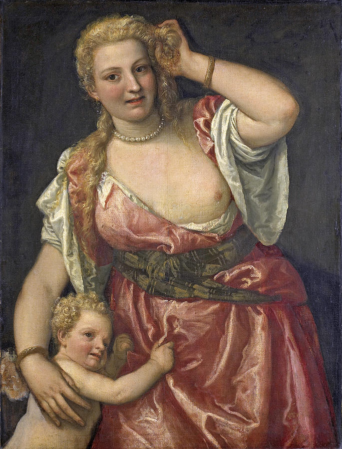 Venus and Cupid Painting by Workshop of  Paolo Veronese