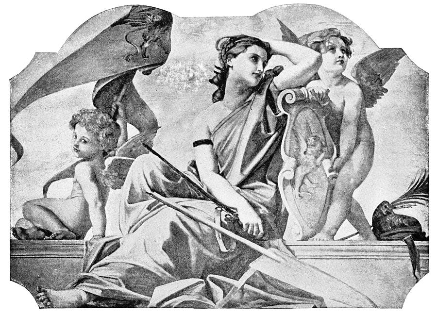 Venus and Putti by Paul-Jacques-Aime Baudry - 19th Century Drawing by Powerofforever