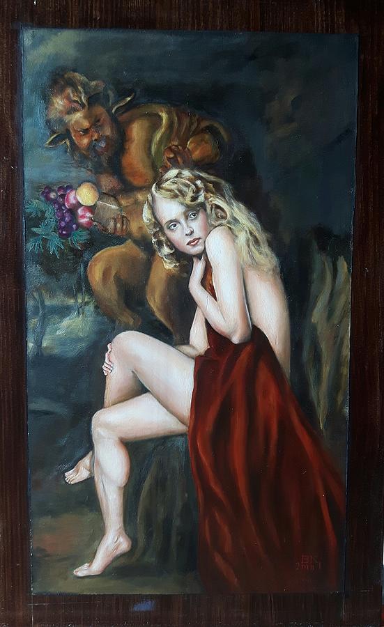 Mythology Painting - Venus and the Satyr by Alan Berkman