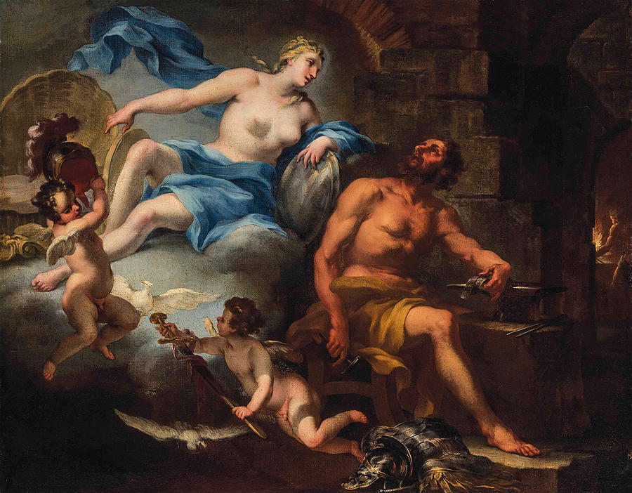 Venus at the Forge of Vulcan Painting by Circle of Jacopo Amigoni