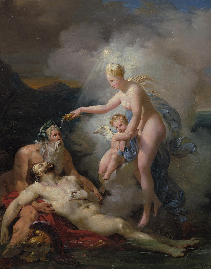 Venus Healing Aeneas, 1815-1825 Painting by Merry Joseph Blondel