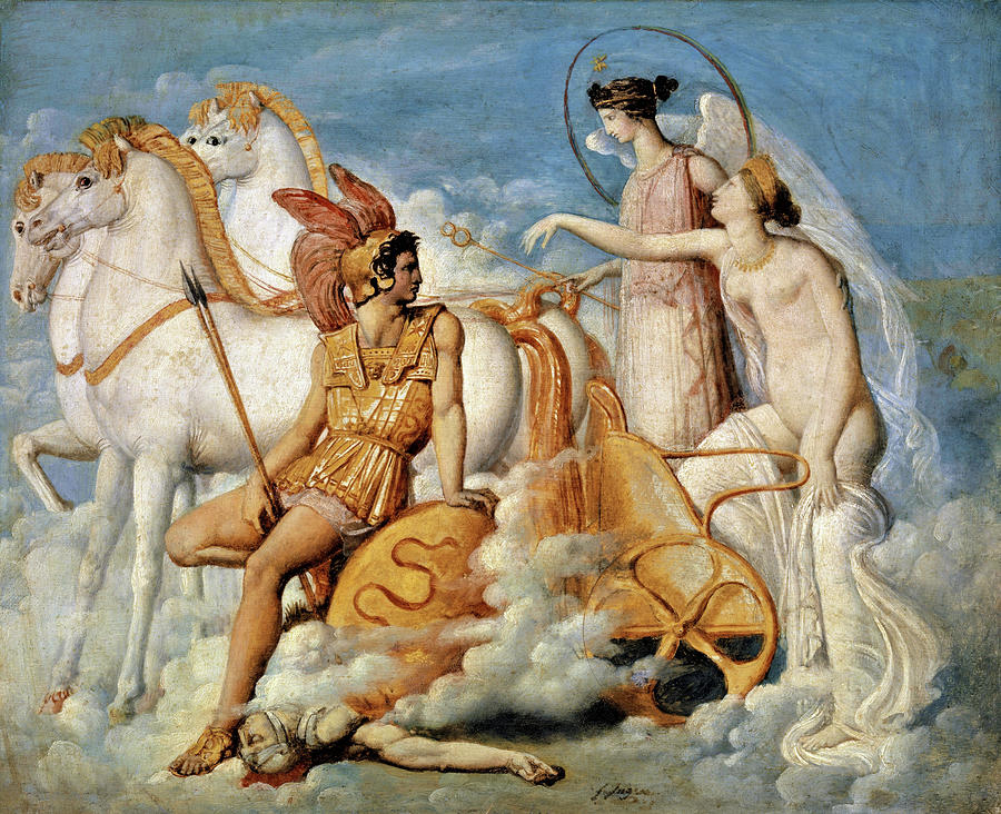 Horse Painting - Venus, Injured by Diomedes, Returns to Olympus - Digital Remastered Edition by Dominique Ingres
