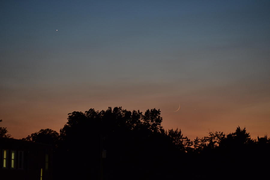 Planet Photograph - Venus, Moon, Jupiter by Rob Mahurin