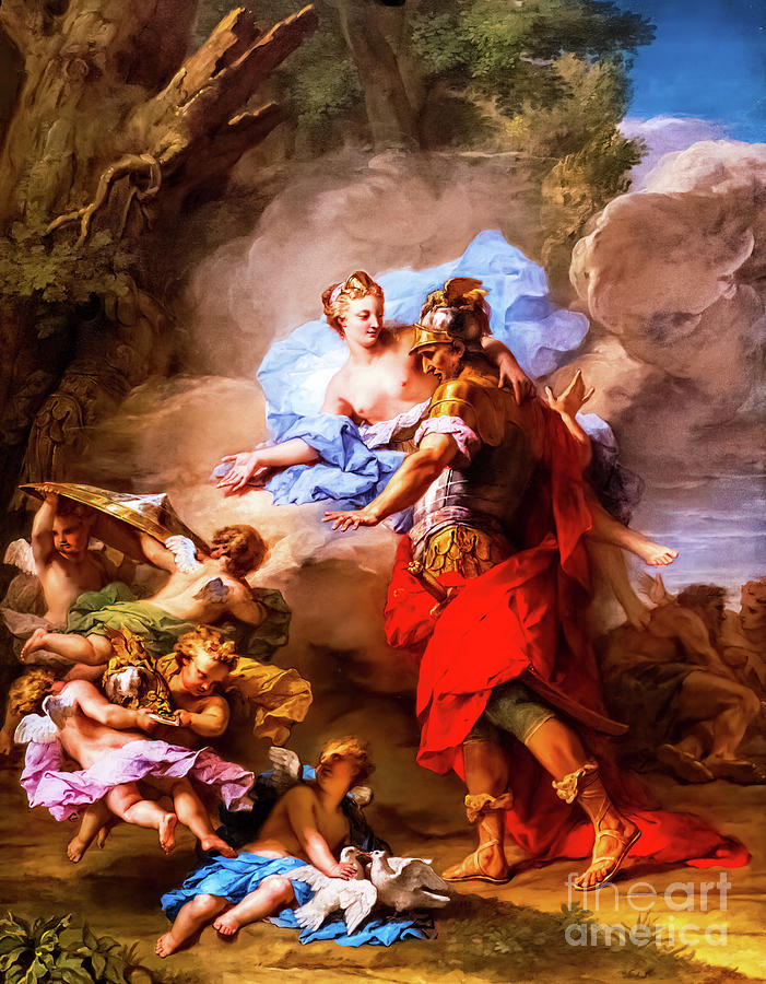Venus Presenting Arms to Aeneas by Jean Restout the Younger 1717 Painting by Jean Restout