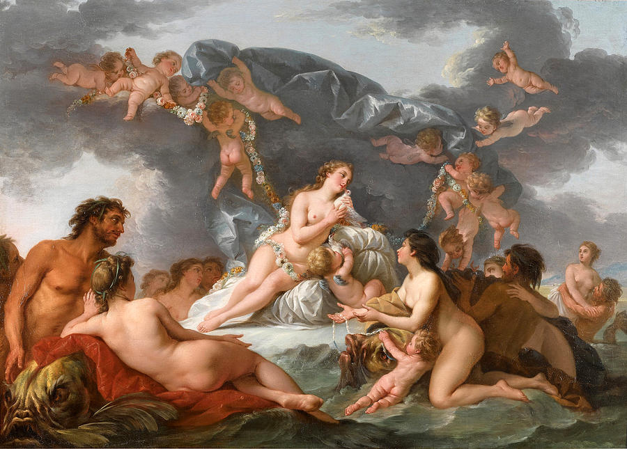 Venus with Sea nymphs and Tritons Painting by Nicolas-Rene Jollain