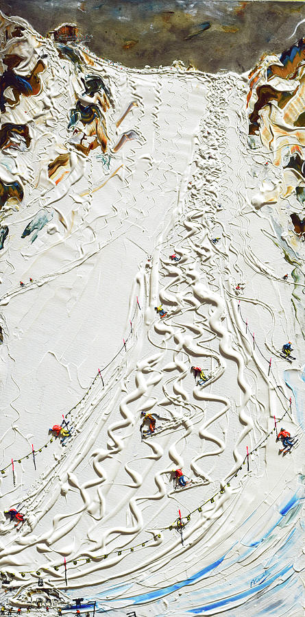 Verbier Mt Fort Ski Poster Painting by Pete Caswell