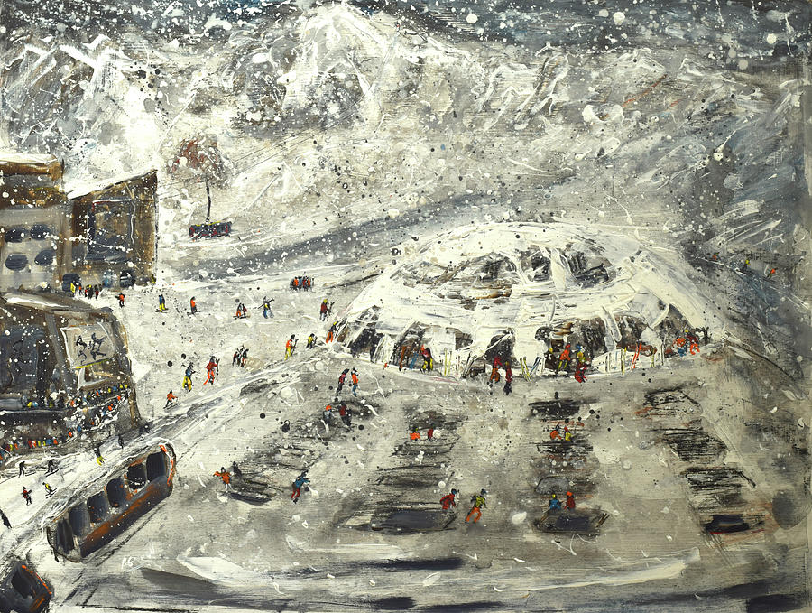 Verbier Ski Poster In the Midst of the Storm Painting by Pete Caswell