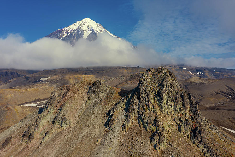 Verblyud rock and Koryaksky volcano Photograph by Mikhail Kokhanchikov