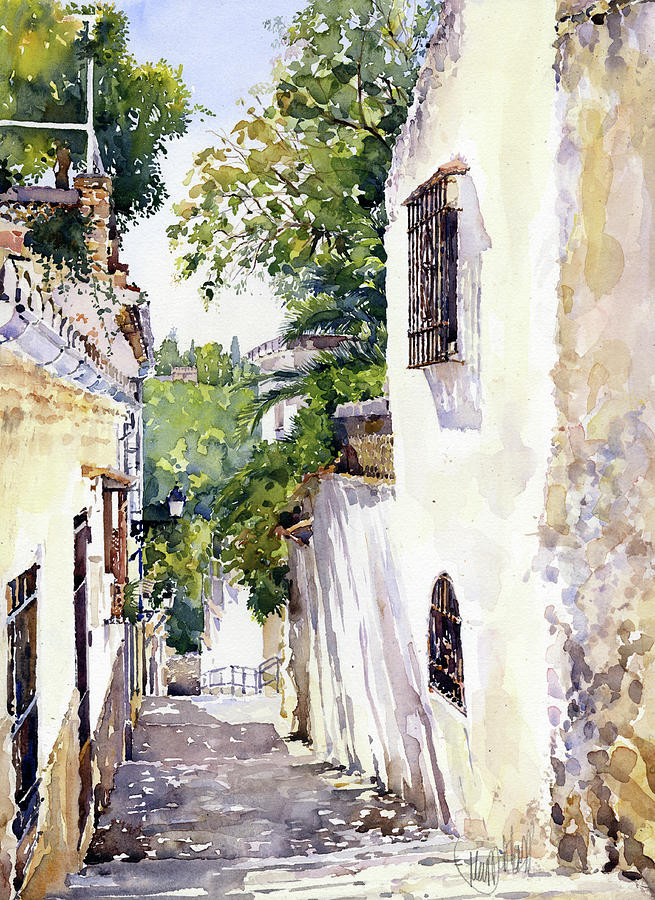 Vereda Enmedio Baja Sacromonte Granada Painting by Margaret Merry