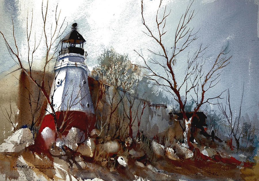 vermilion Lighthouse Painting by Charles Rowland