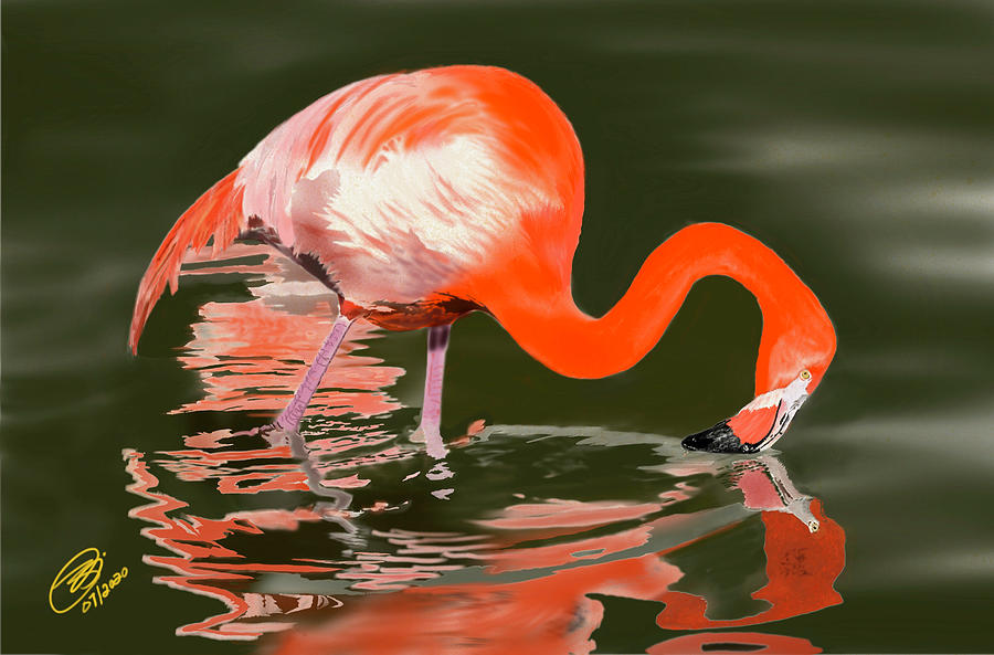 Vermillion Flamingo - I Digital Art by Joel Deutsch