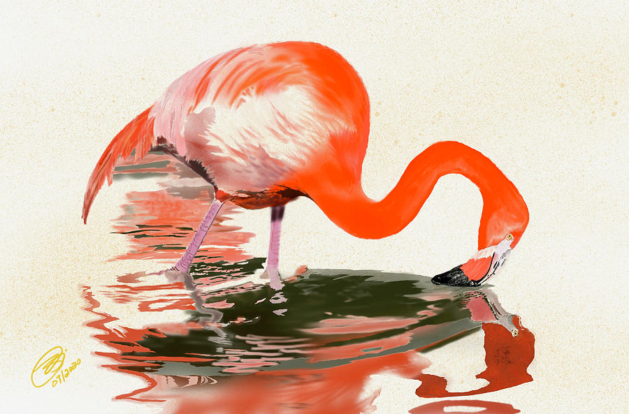 Vermillion Flamingo - II Digital Art by Joel Deutsch