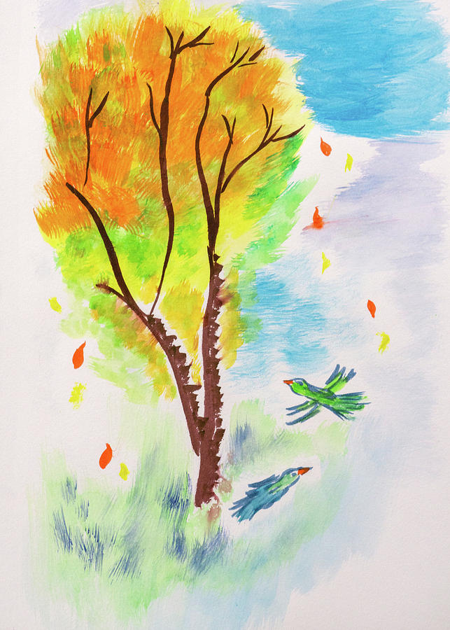 Vermillion Leaves Drawing by Meryl Goudey