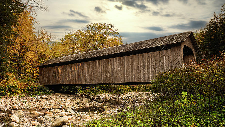 Vermont Autumn at Brown Covered Bridge 2 Photograph by Ron Long Ltd Photography