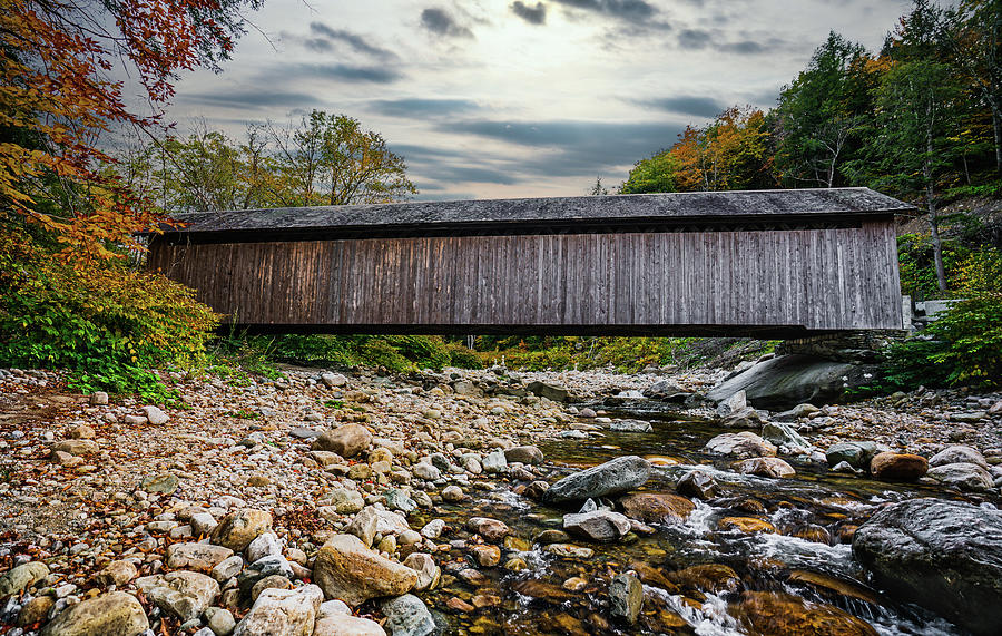 Vermont Autumn at Brown Covered Bridge Photograph by Ron Long Ltd Photography