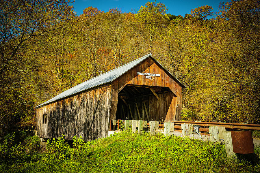 Vermont Autumn at Cilley Covered Bridge Photograph by Ron Long Ltd Photography