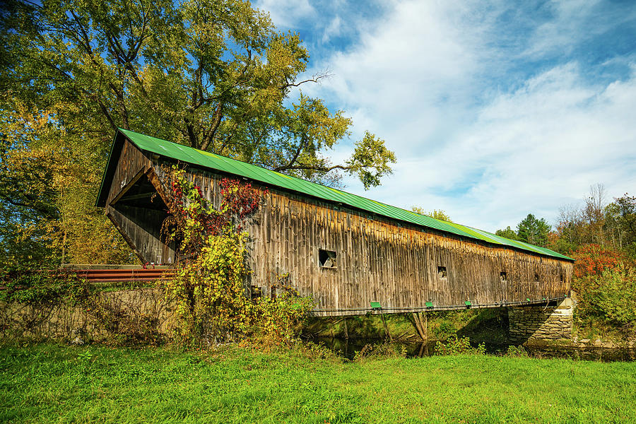 Vermont Autumn at Hammond Covered Bridge Photograph by Ron Long Ltd Photography
