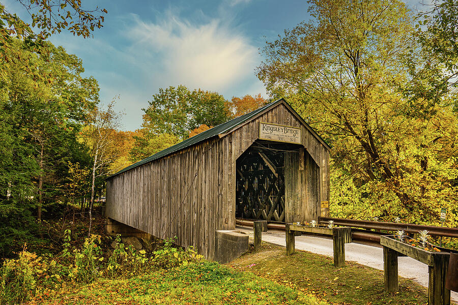 Vermont Autumn at Kingsbury Covered Bridge 3 Photograph by Ron Long Ltd Photography
