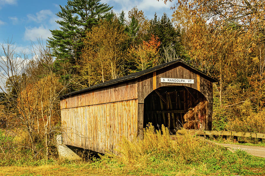 Vermont Autumn at Kingsbury Covered Bridge Photograph by Ron Long Ltd Photography