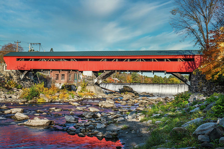 Vermont Autumn at Taftsville Covered Bridge Photograph by Ron Long Ltd Photography