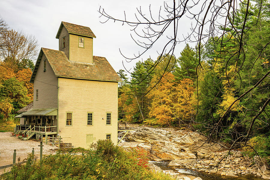 Vermont Autumn at the Kingsley Grist Mill Photograph by Ron Long Ltd Photography