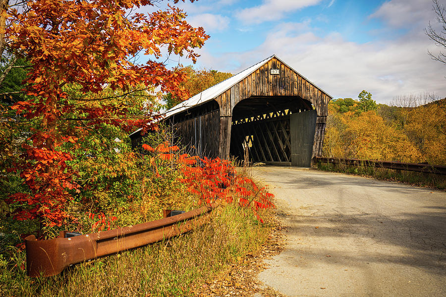 Vermont Autumn at Willard Covered Bridges Photograph by Ron Long Ltd Photography