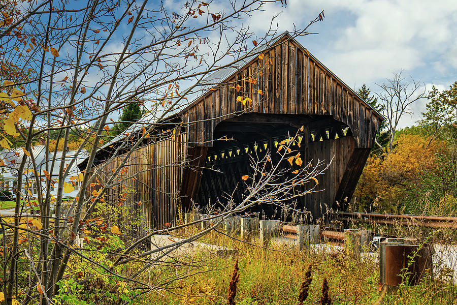 Vermont Autumn at Willard Twin Covered Bridges Photograph by Ron Long Ltd Photography